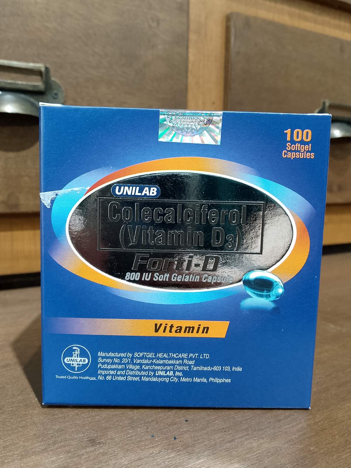 Colecalciferol (Vitamin D3) Forti-D Capsule 800 IU Soft Gelatin