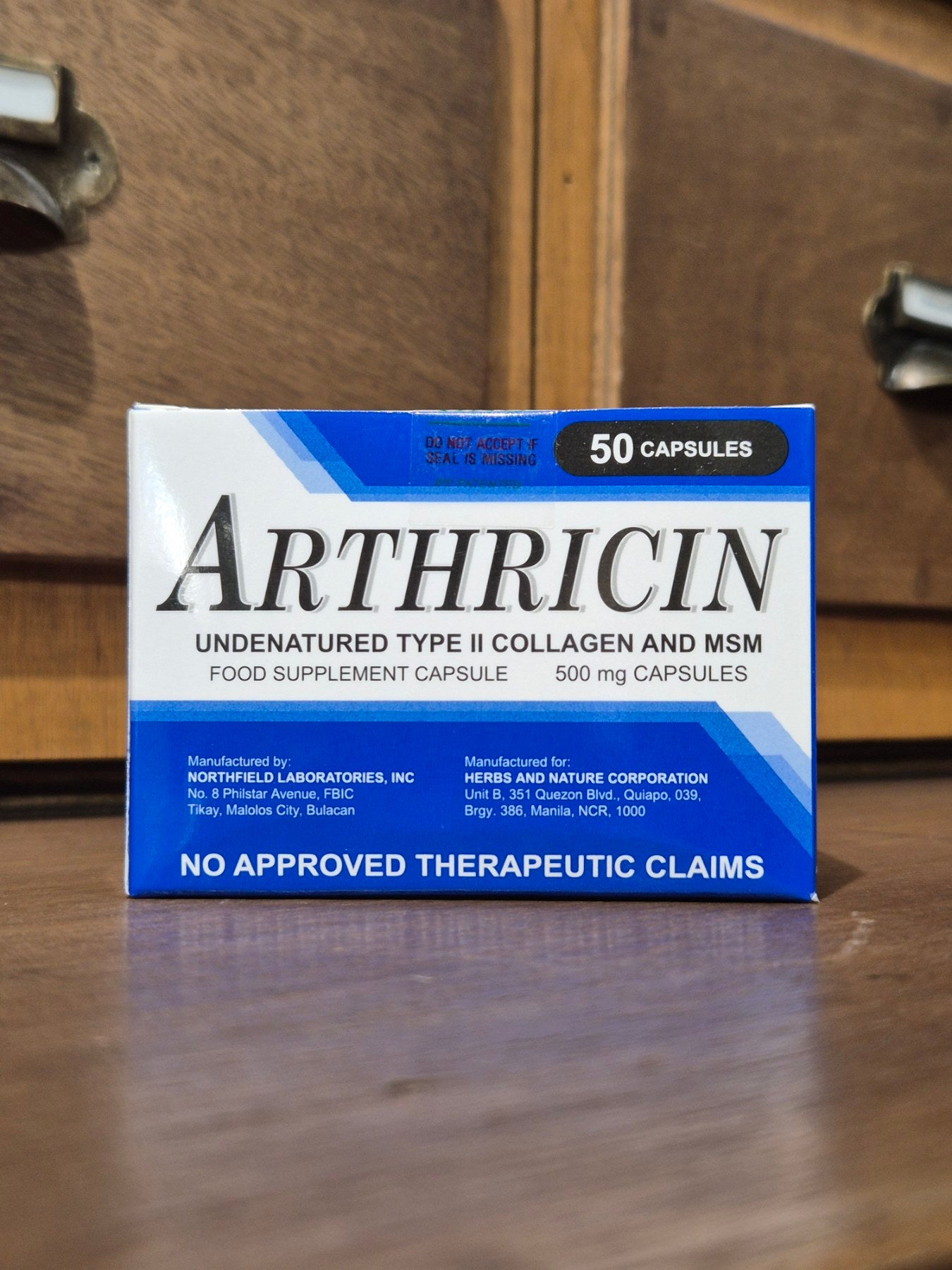 Undenatured Type 2 Collagen and MSM (Arthricin) 500mg Capsules