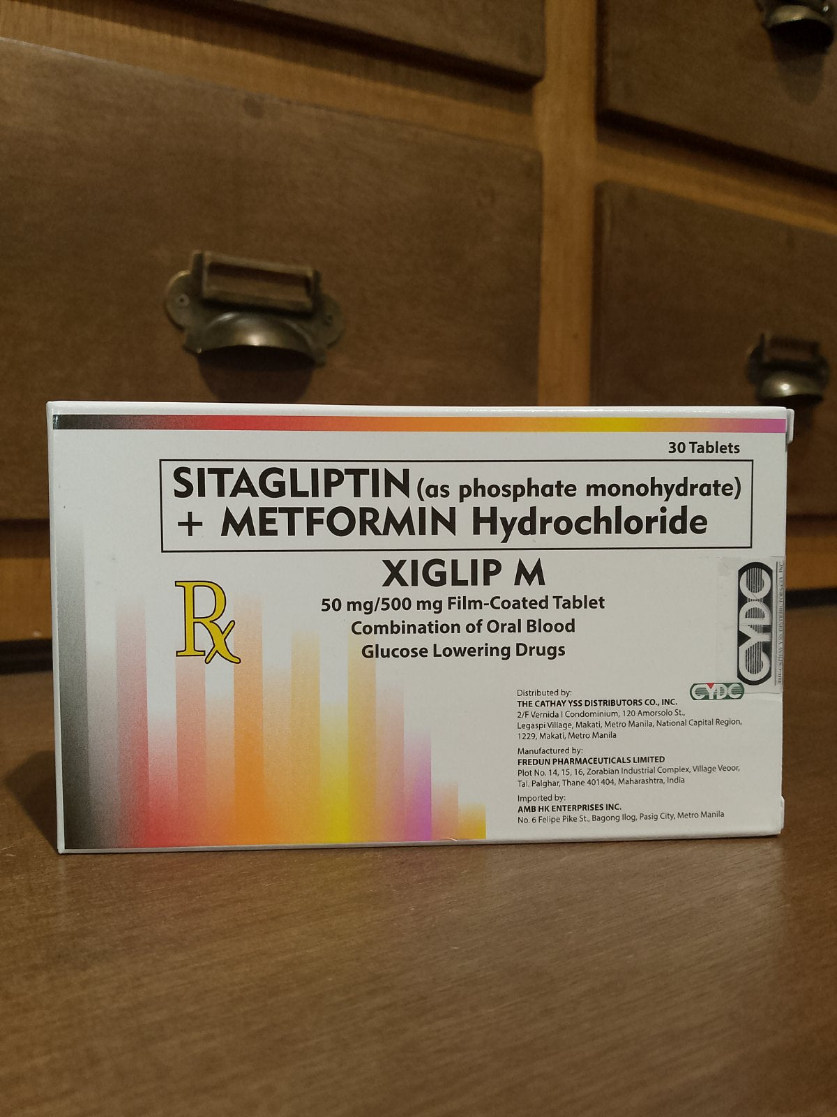 Sitagliptin (as phosphate monohydrate) + Metformin Hydrochloride (Xiglip M) 50mg / 500mg Film-Coated Tablet