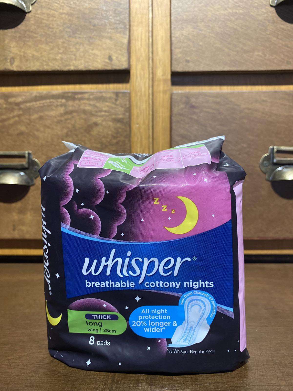 Whisper Cotton Overnight Long Heavy Flow w/ wings 8's
