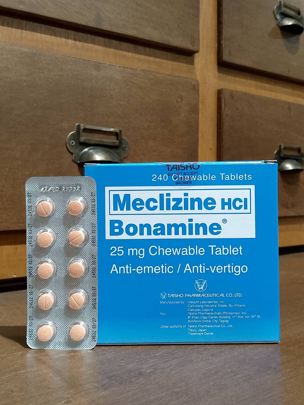 Meclizine HCl (Bonamine Adult) 25mg Chewable Tablet