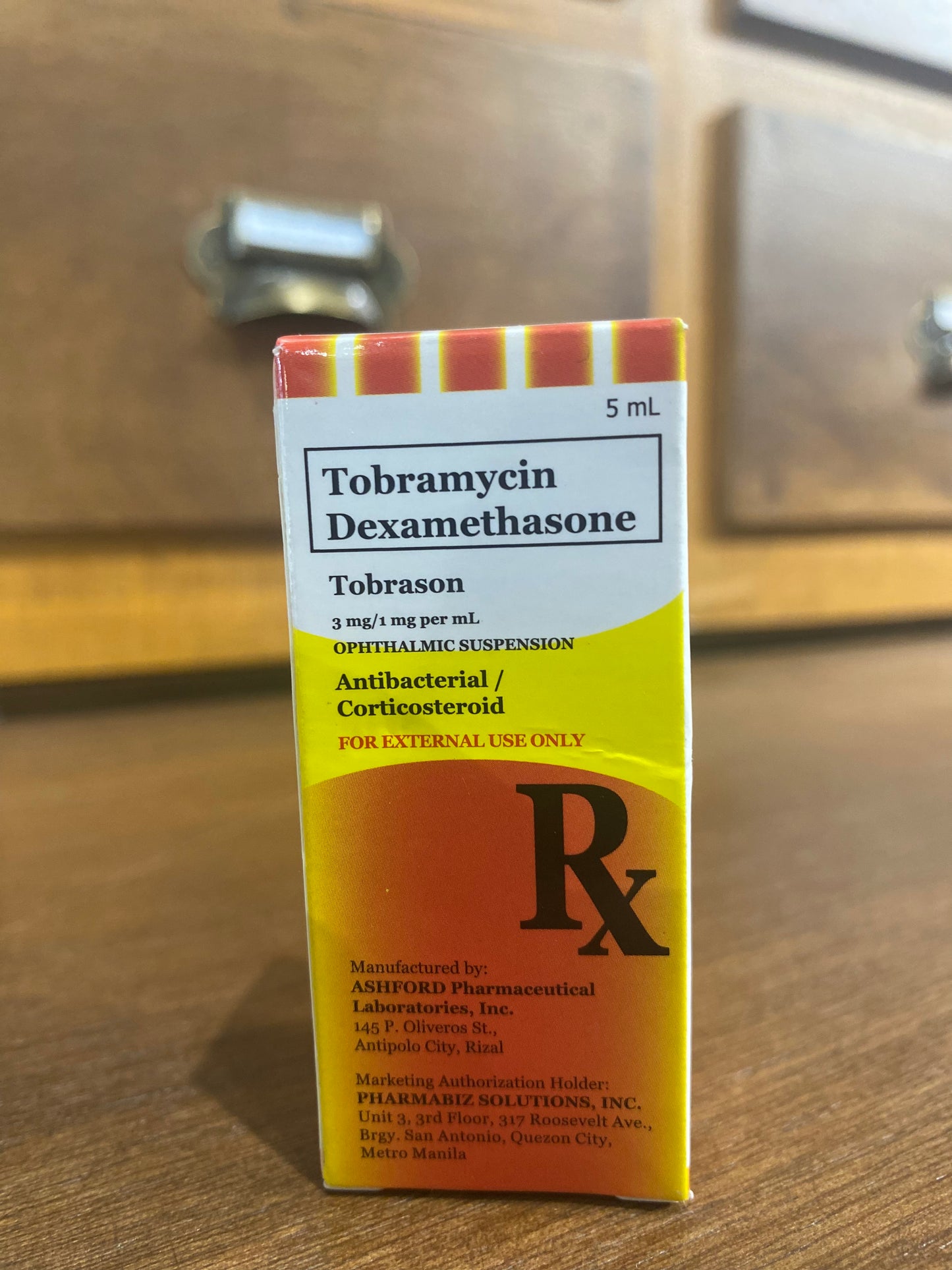 Tobramycin + Dexamethasone (Tobrason) 3mg/ 1mg per mL, 5mL Ophthalmic Drops