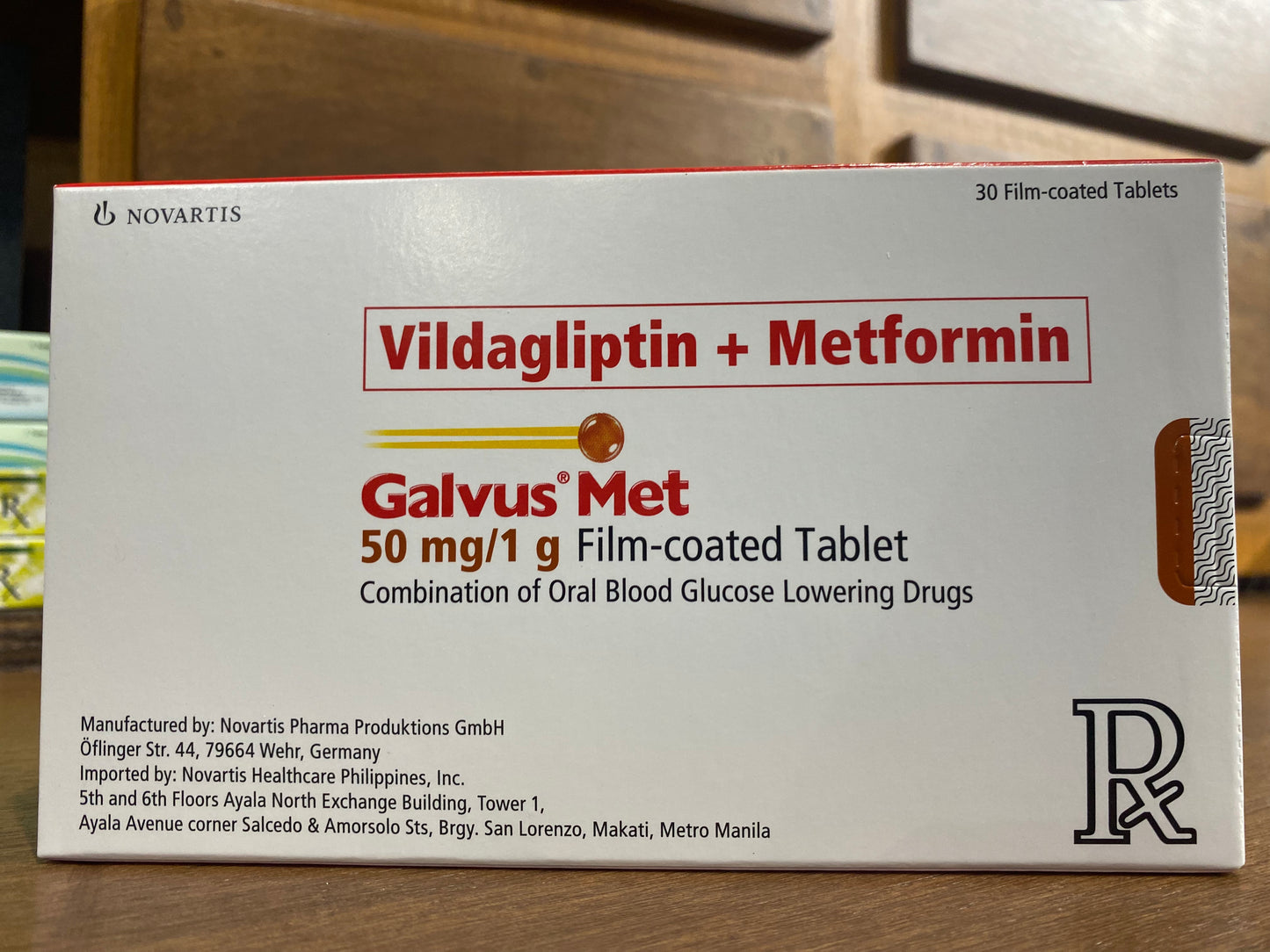 Vildagliptin + Metformin (GalvusMet) 50mg / 1g Film-Coated Tablet