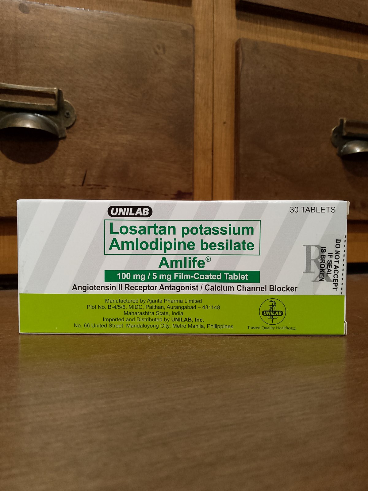 Losartan Potassium + Amlodipine Besilate (Amlife) 100mg / 5mg FC Tablet