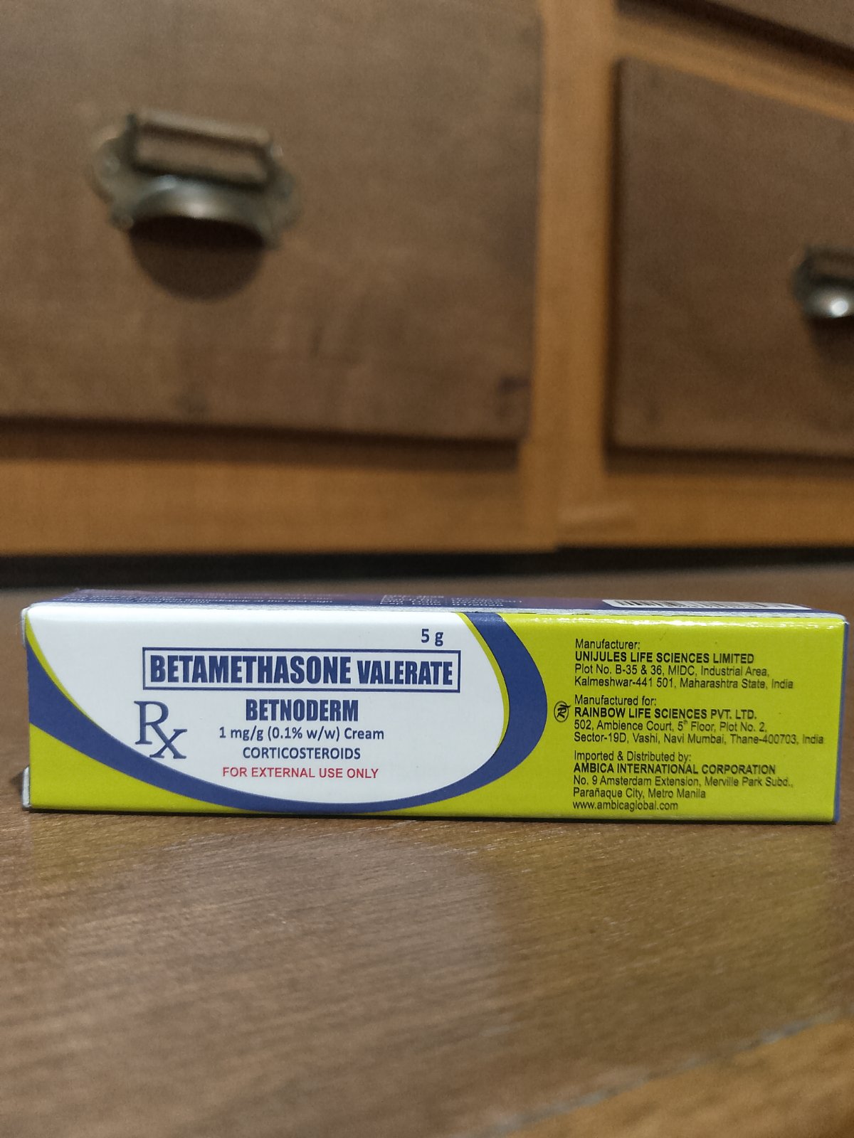 Betamethasone Valerate (Betnoderm) 1mg/g (0.1%w/w) 5g Cream