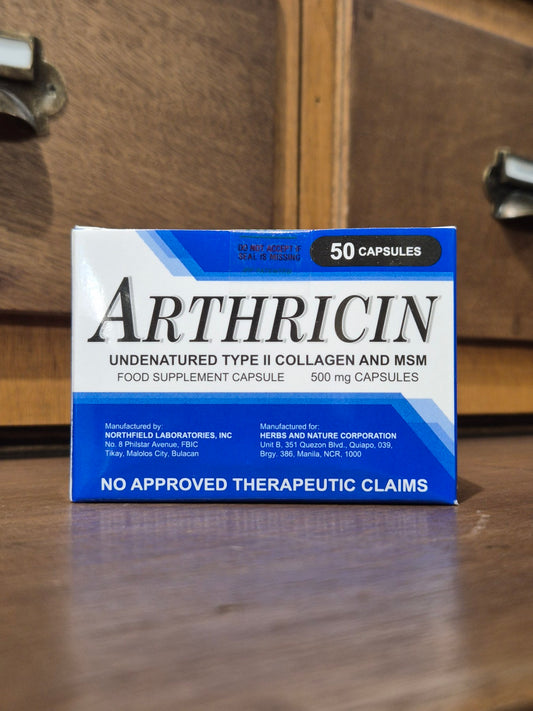Undenatured Type 2 Collagen and MSM (Arthricin) 500mg Capsules