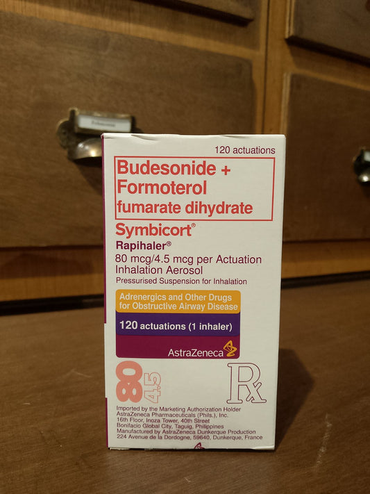 Budesonide + Formoterol fumarate dihydrate (Symbicort Rapihaler) 80mcg/4.5 mcg per Actuation Inhalation Aerosol
