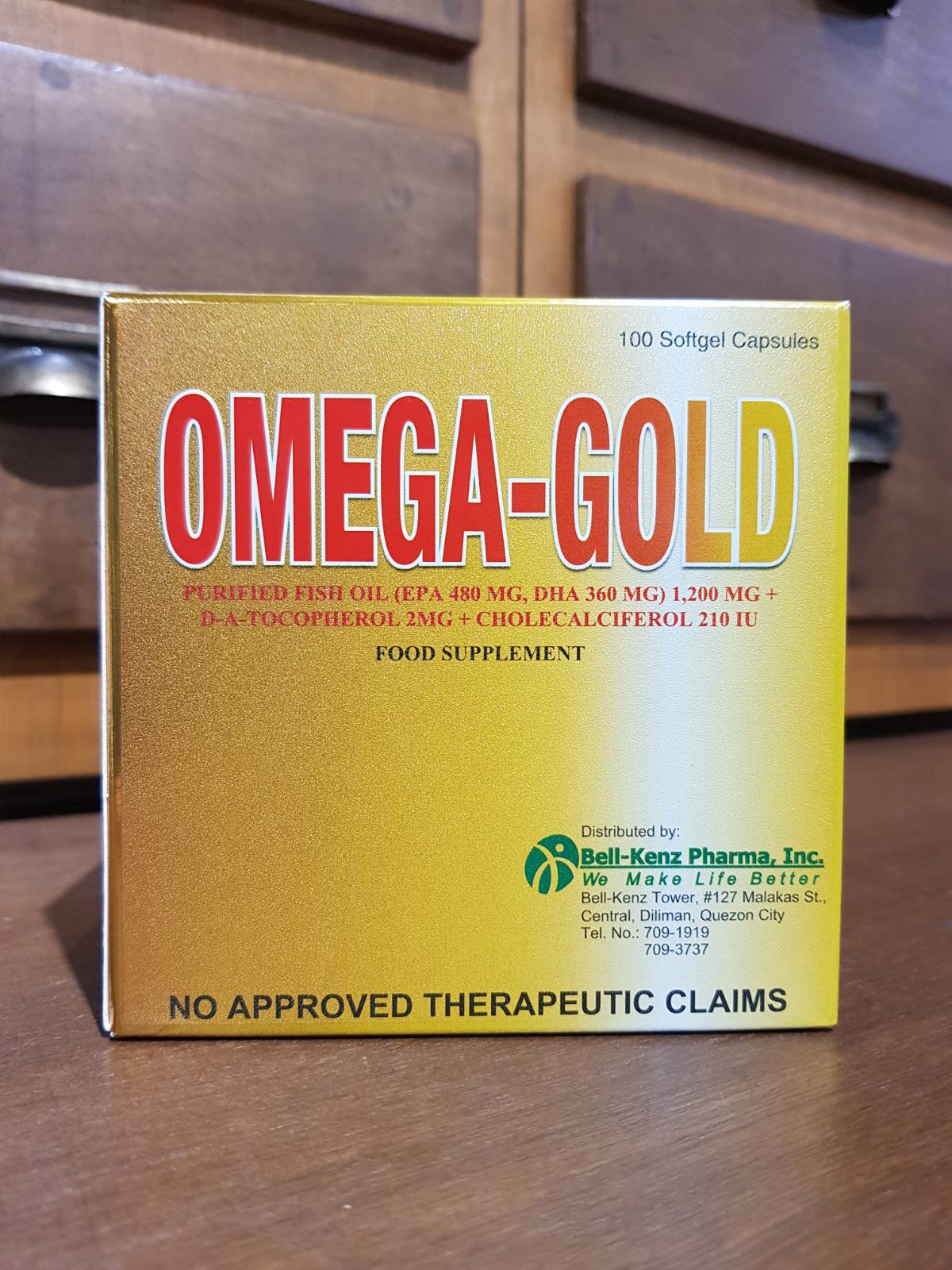 Fish Oil (EPA,DHA) + D-A-tocopherol + Cholecalciferol (Omega Gold) 1200mg/2mg/200IU, Softgel Capsule