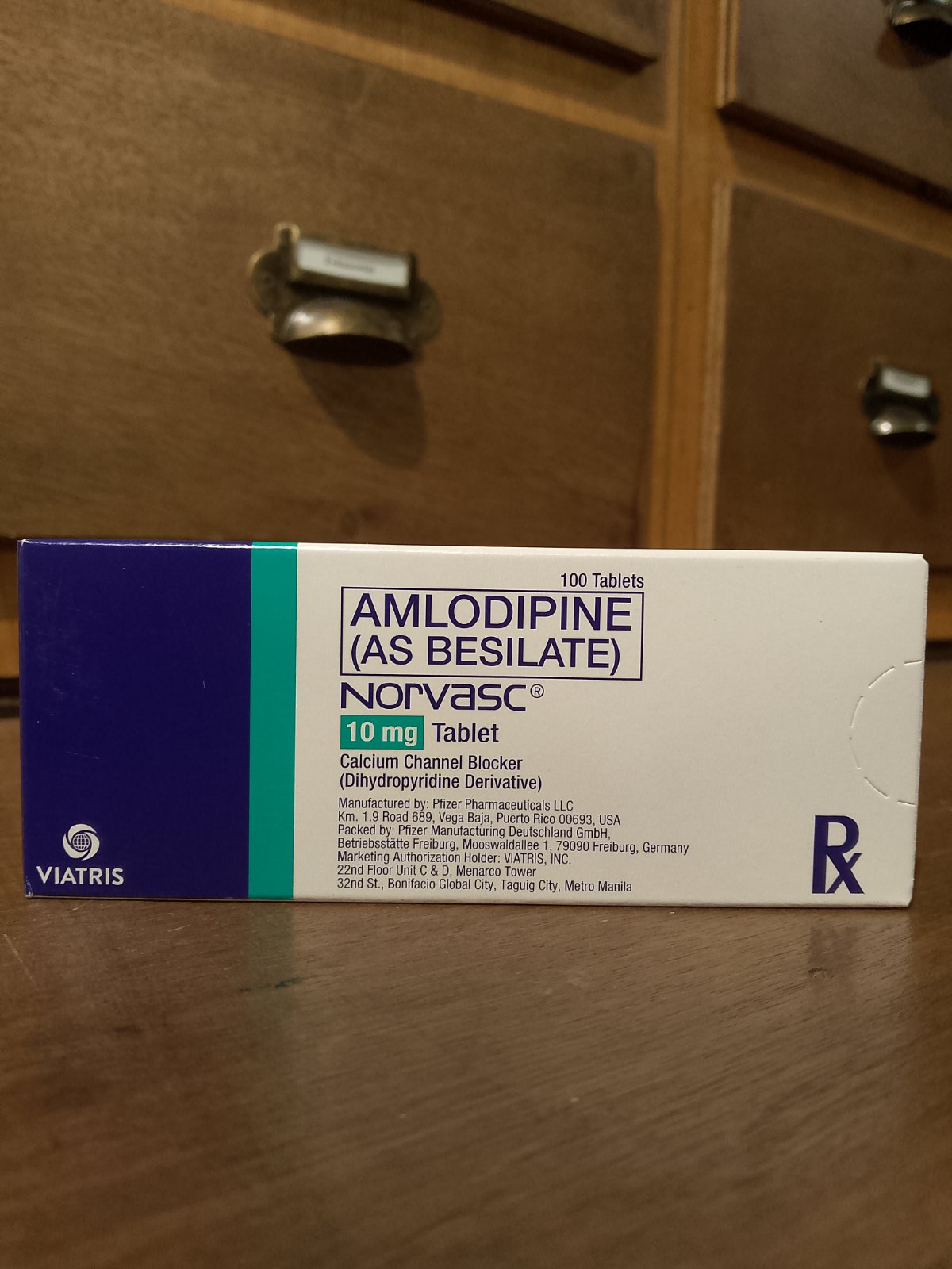 Amlodipine as besilate  (Norvasc ) 10mg, Tablet