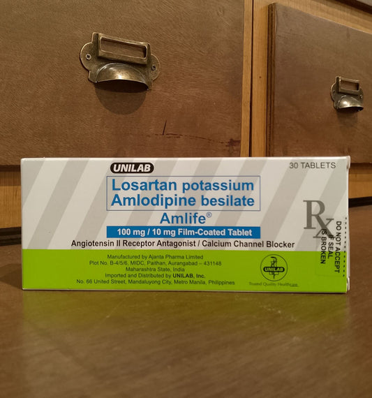Losartan Potassium + Amlodipine Besilate (Amlife) 100mg / 10mg FC Tablet