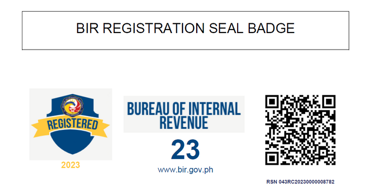 BIR Registration Seal Badge