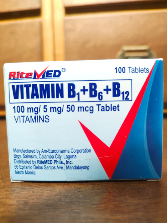 Vitamin B1 + B6 + B12 (RiteMed) 100mg/ 5mg/ 50mcg Tablet