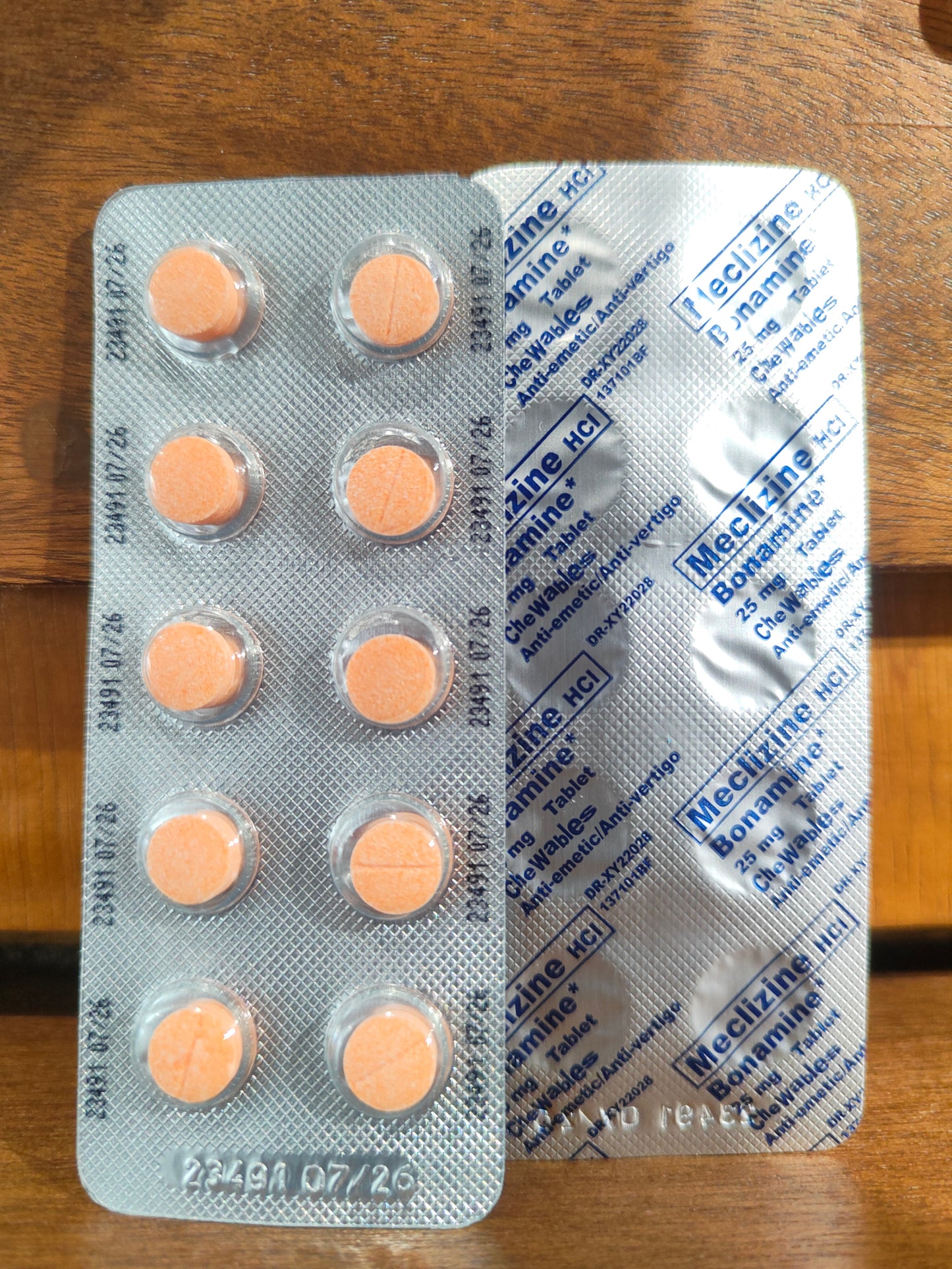 Meclizine HCl (Bonamine Adult) 25mg Chewable Tablet