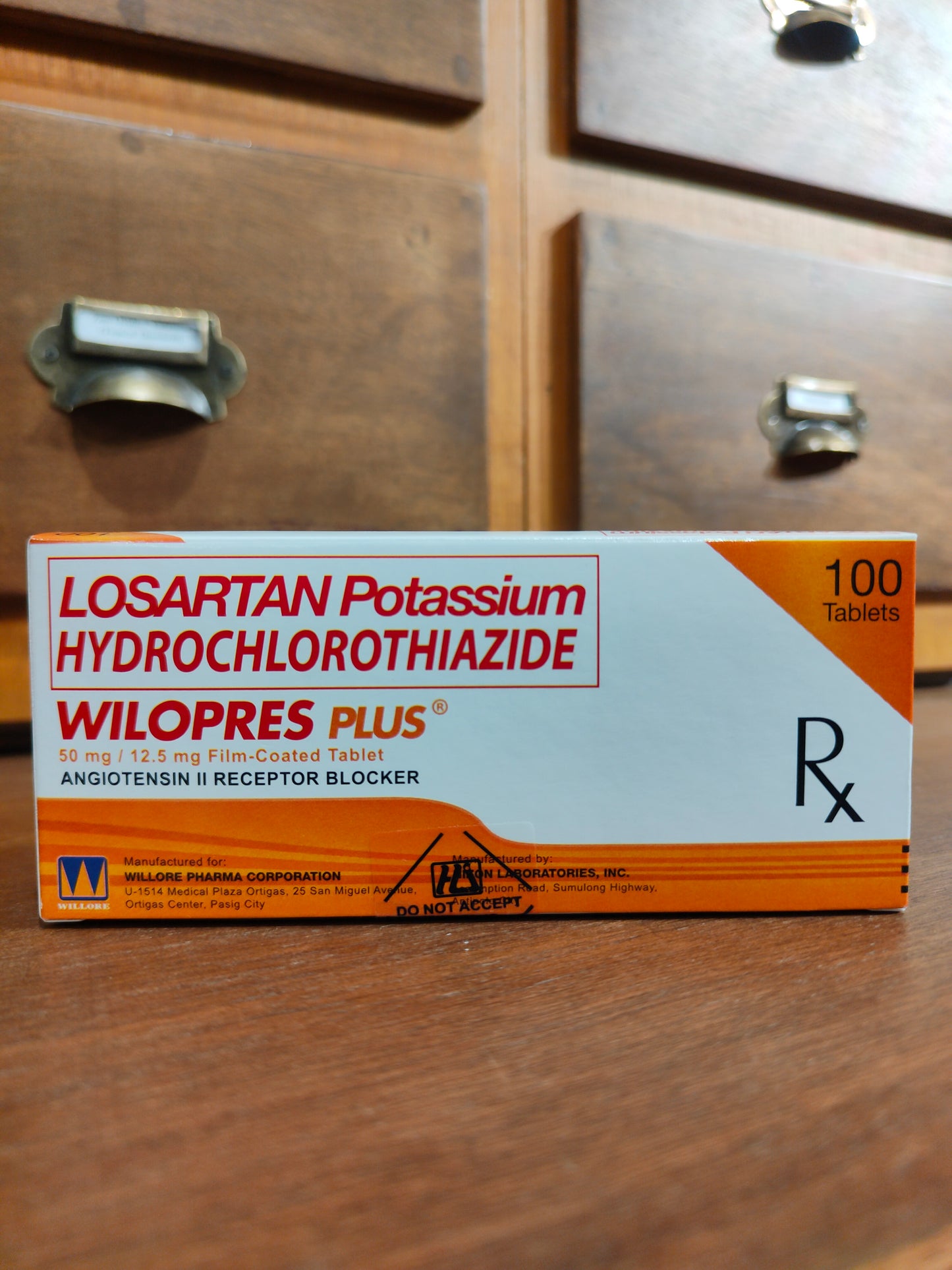 Losartan Potassium + Hydrochlorothiazide [WILOPRES PLUS] 50MG/12.5MG Film-coated  Tablet