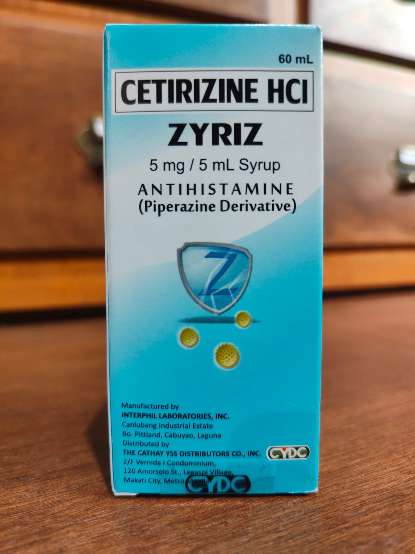 Cetirizine Hydrochloride (ZYRIZ) 5mg/5mL, 60mL Syrup