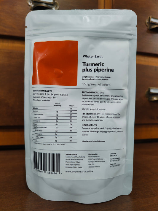 What On Earth Turmeric + Piperine Loose Powder bag (150g)