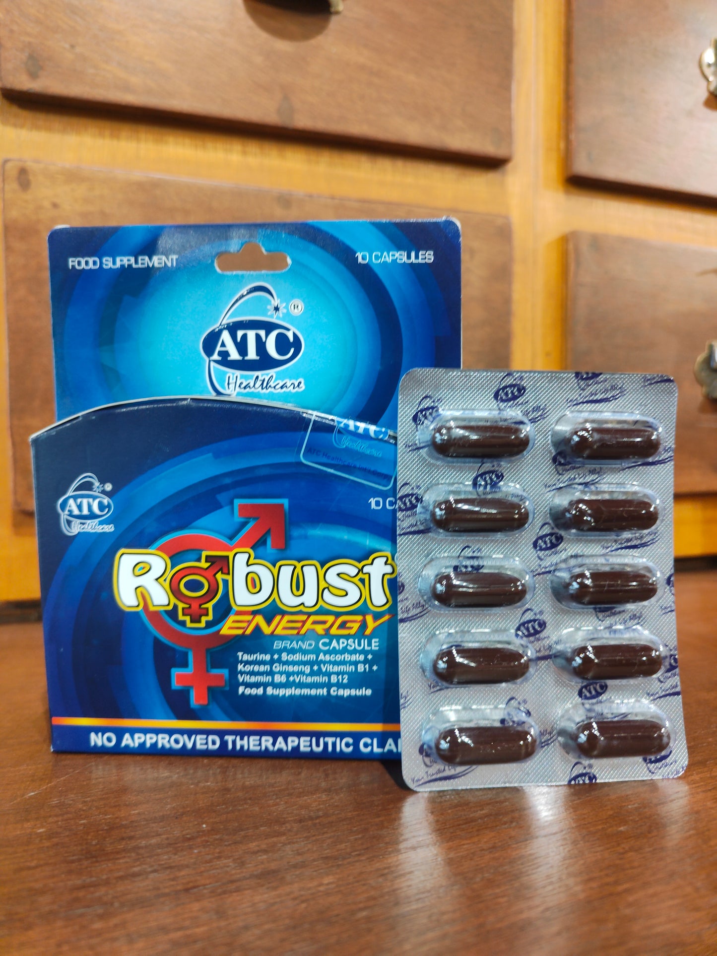 Taurine + Sodium Ascorbate + Korean Ginseng + Vitamin B1, B6, B12  Robust Energy Capsule