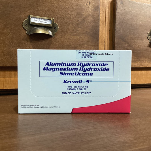 Aluminum Hydroxide + Magnesium Hydroxide Simeticone (KREMIL-S) 178mg/233mg/30mg Chewable Tablet