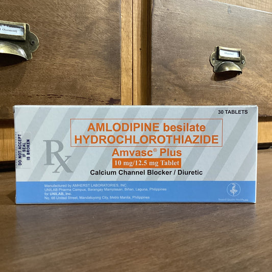 Amlodipine Besilate + Hydrochlorothiazide (Amvasc Plus) 10mg/12.5mg Tablet