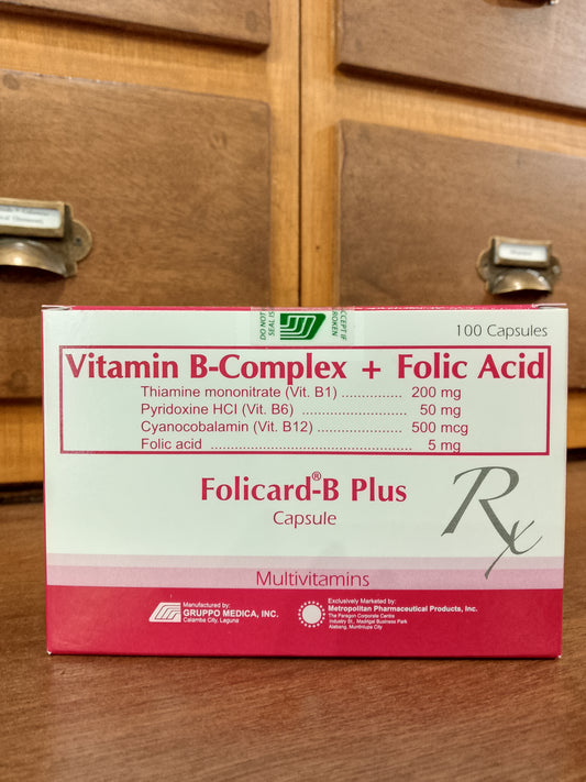 Vitamin B- Complex + Folic Acid, Capsule Folicard- B Plus