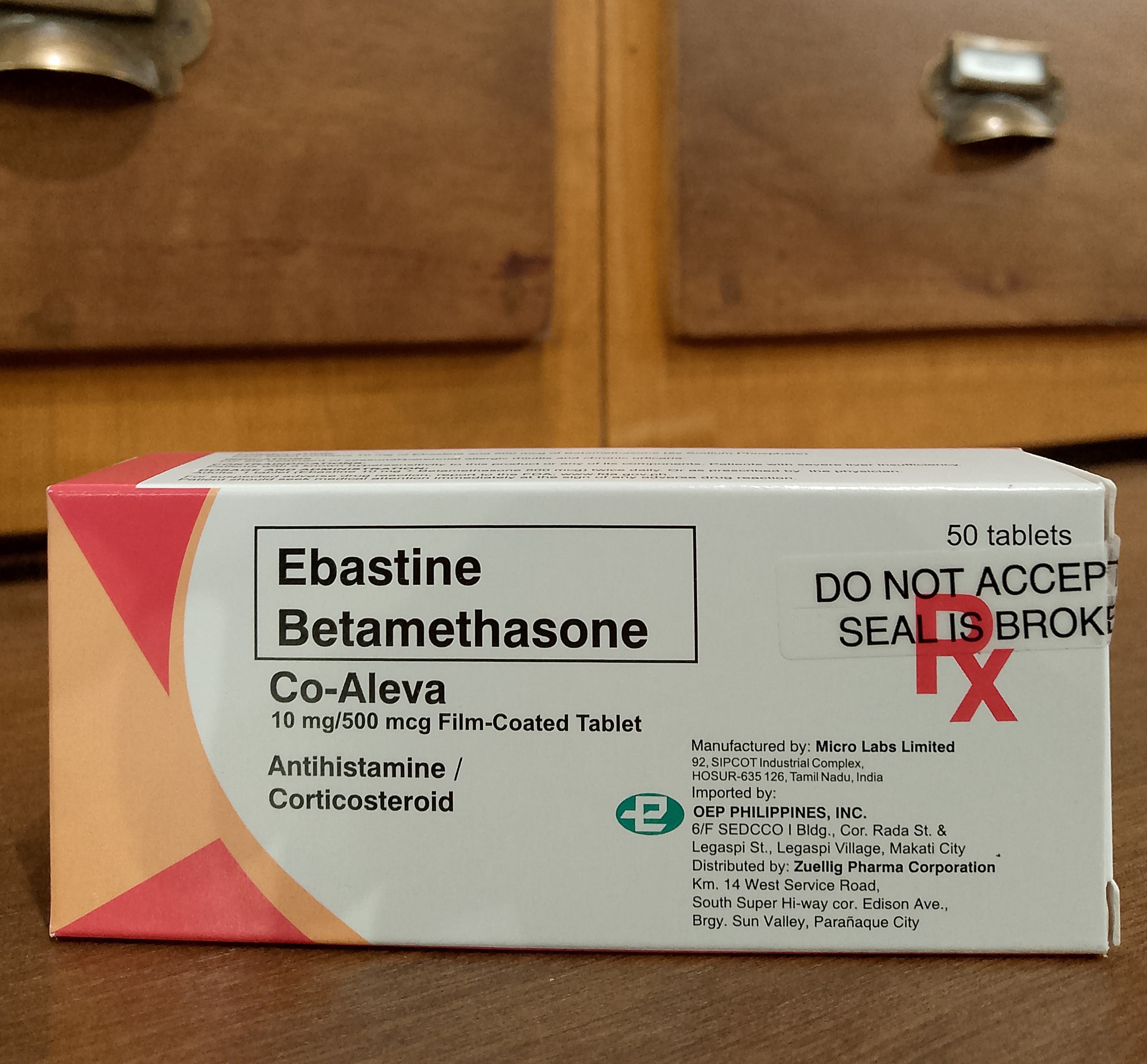 Ebastine + Betamethasone (Co Aleva) 10mg/500mcg Film-Coated Tablet ...