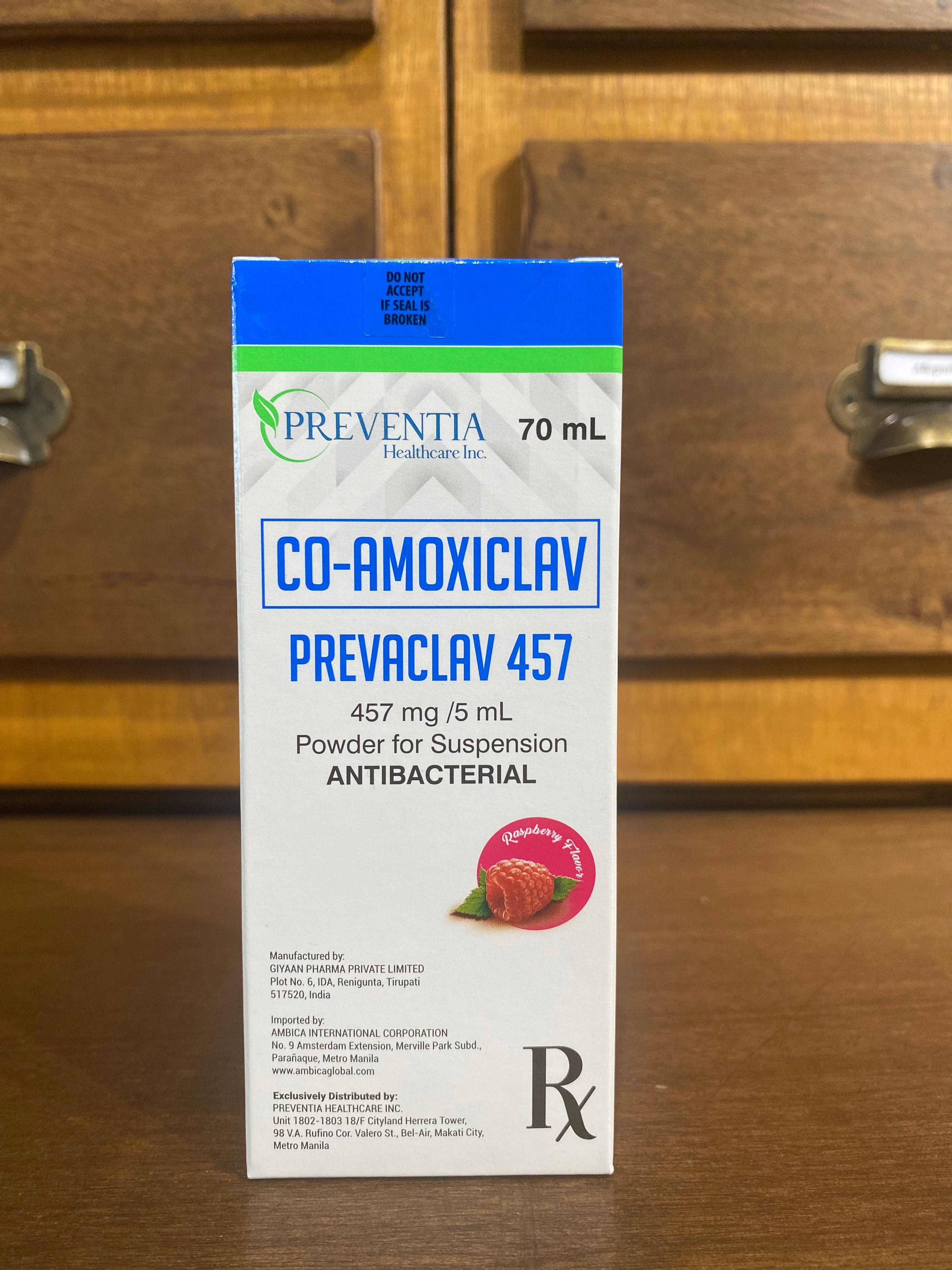 Co-Amoxiclav (PREVACLAV) 457mg/ 5mL, 70mL Powder for Suspension – Meds ...