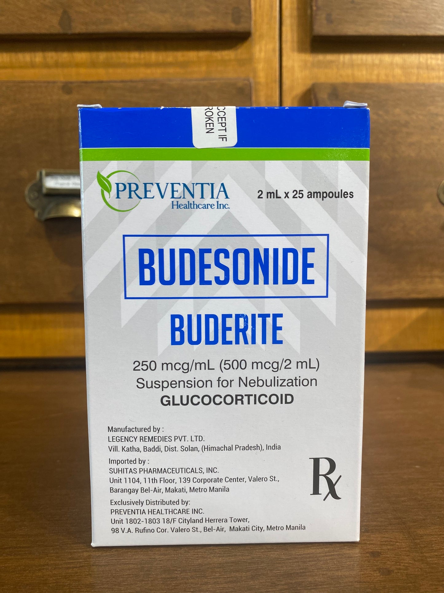 Budesonide (BUDERITE) 250mcg/mL, 2mL Nebule