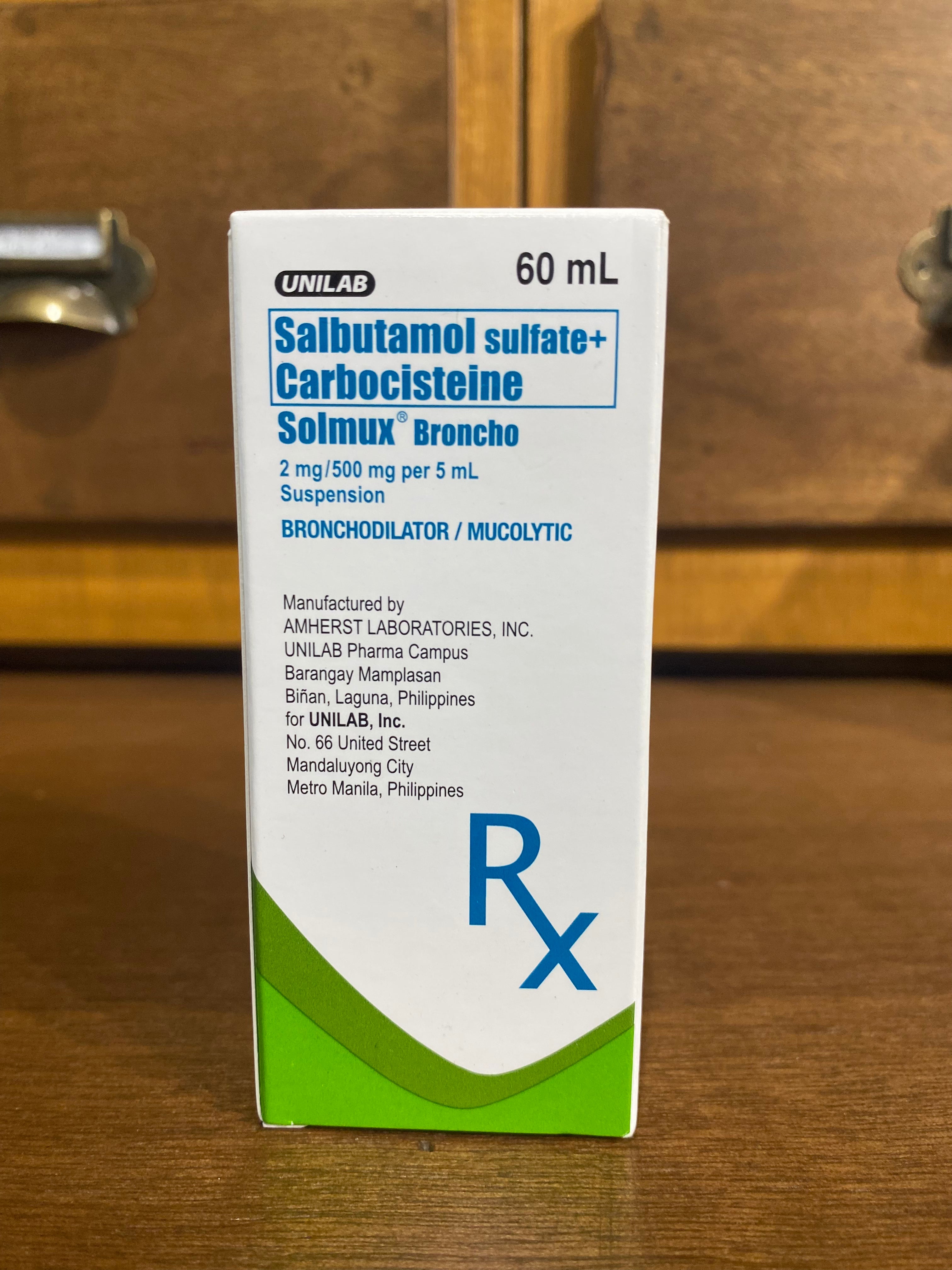 Salbutamol + Carbocisteine (SOLMUX BRONCHO) 2mg/500mg Per 5mL, 60mL Su ...