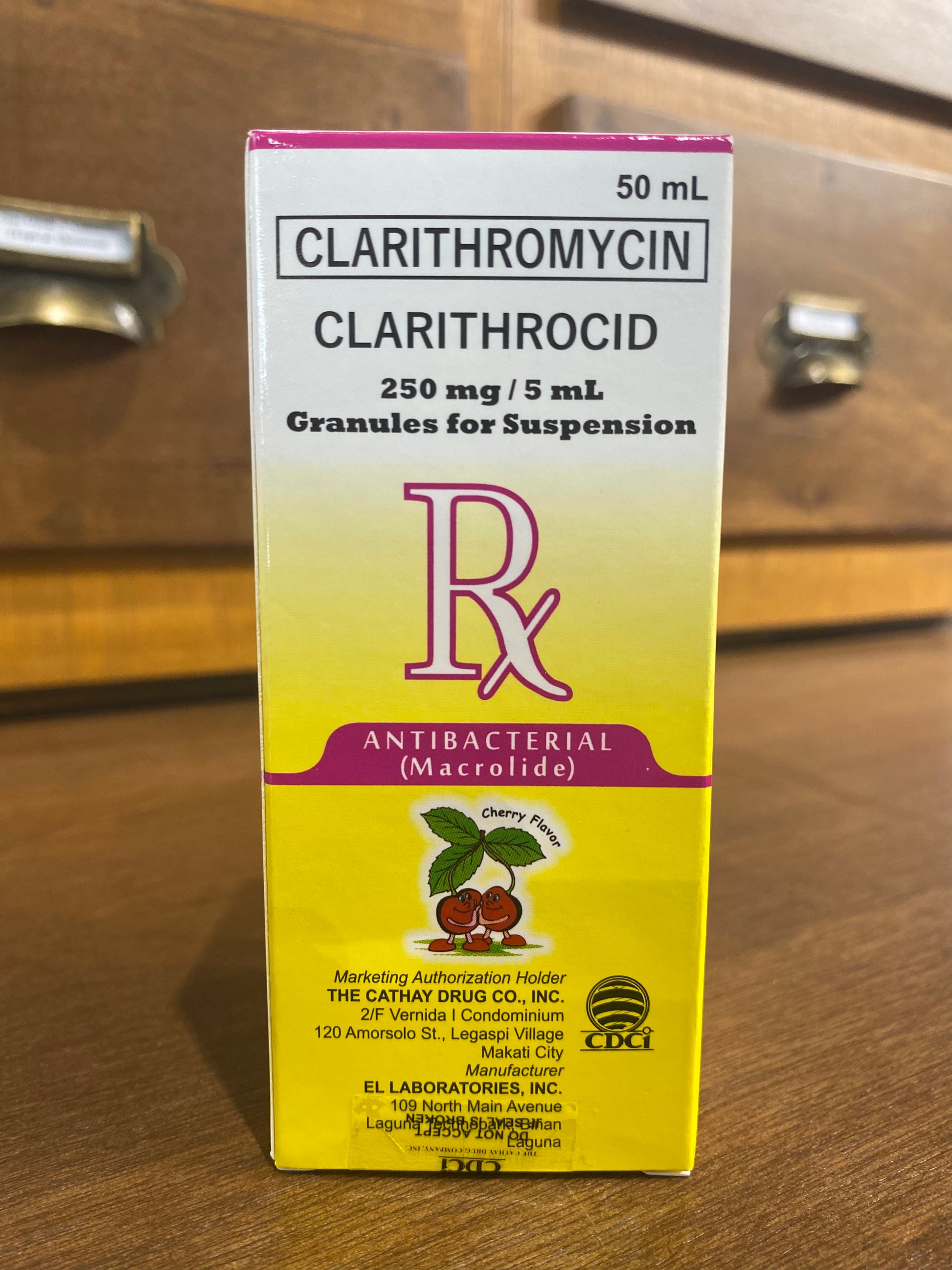 Clarithromycin (Clarithrocid) 250mg/5mL, 50mL Granules for Suspension ...