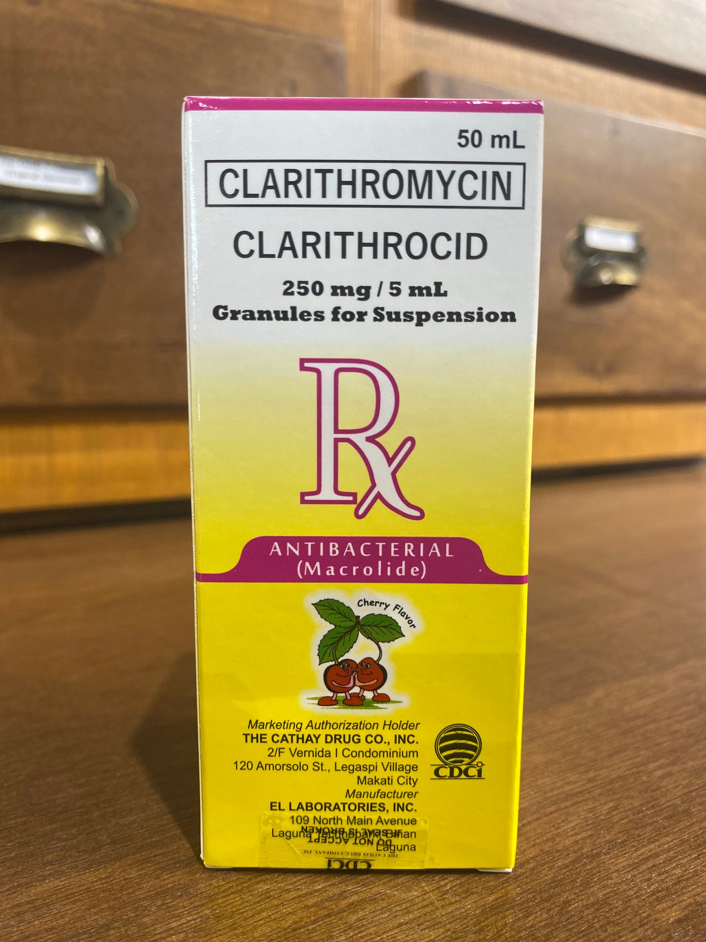 Clarithromycin (Clarithrocid) 250mg/5mL, 50mL Granules for Suspension