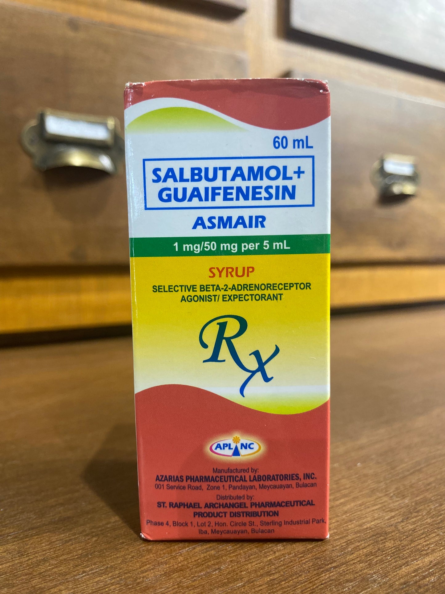 Salbutamol + Guaifenesin 1mg/ 50mg per 5mL, 60mL Syrup (Asmair)