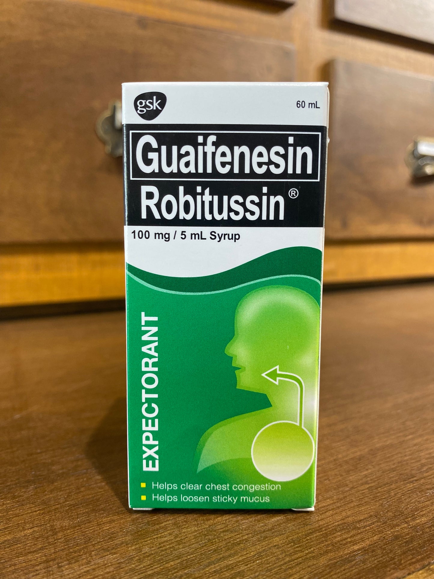 Guaifenesin (Robitussin Expectorant) 100mg/ 5mL, 60mL Syrup