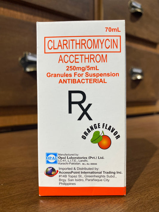 Clarithromycin (ACCETHROM) 250mg/5mL, 60mL Granules for Suspension