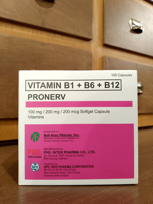 Vitamin B1 + B6 + B12 (Pronerv) 100mg/ 200mg/ 200mcg Softgel Capsule