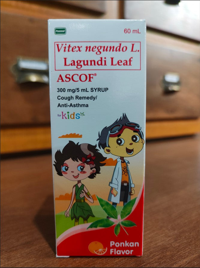 Vitex Negundo L. (Lagundi Leaf) [ASCOF (PONKAN FLAVOR)] 300 mg/5 ml Syrup 60mL