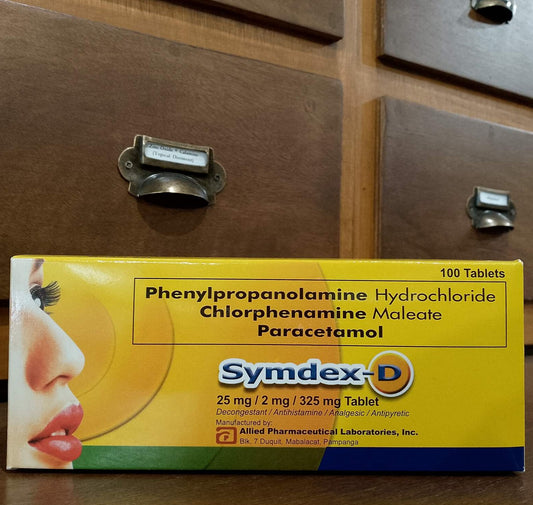 Paracetamol + Phenylephrine  HCl + Chlorphenamine Maleate (Symdex-D) 325mg/25g/2mg Tablet