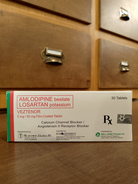 Amlodipine besilate + Losartan Potassium (Veztenor) 5mg/ 50mg FC Tablet