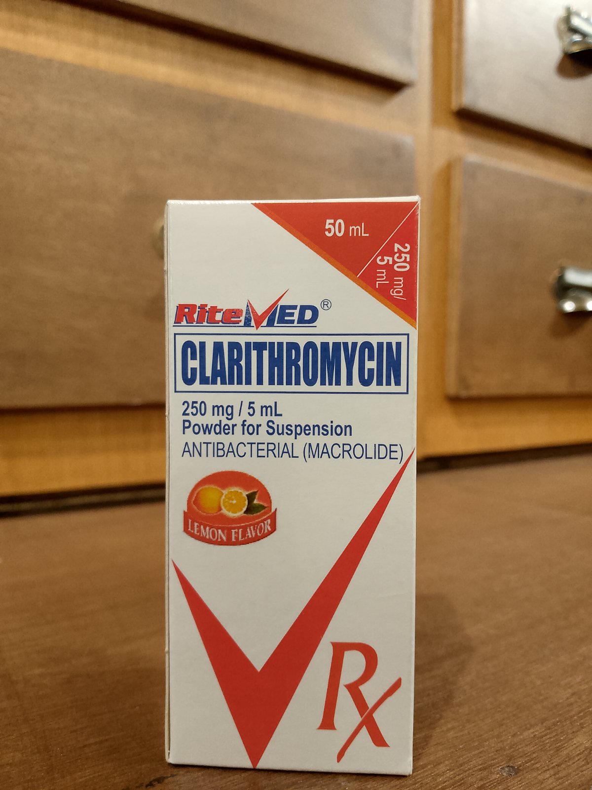 Clarithromycin (RiteMed) 250mg/5mL, Suspension, 50mL