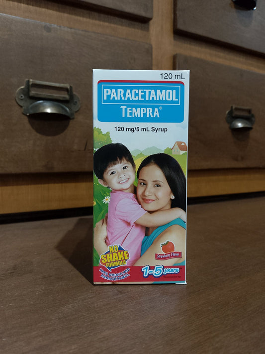 Paracetamol (Tempra) Strawberry 120 mg/5 mL, Syrup, 120 mL