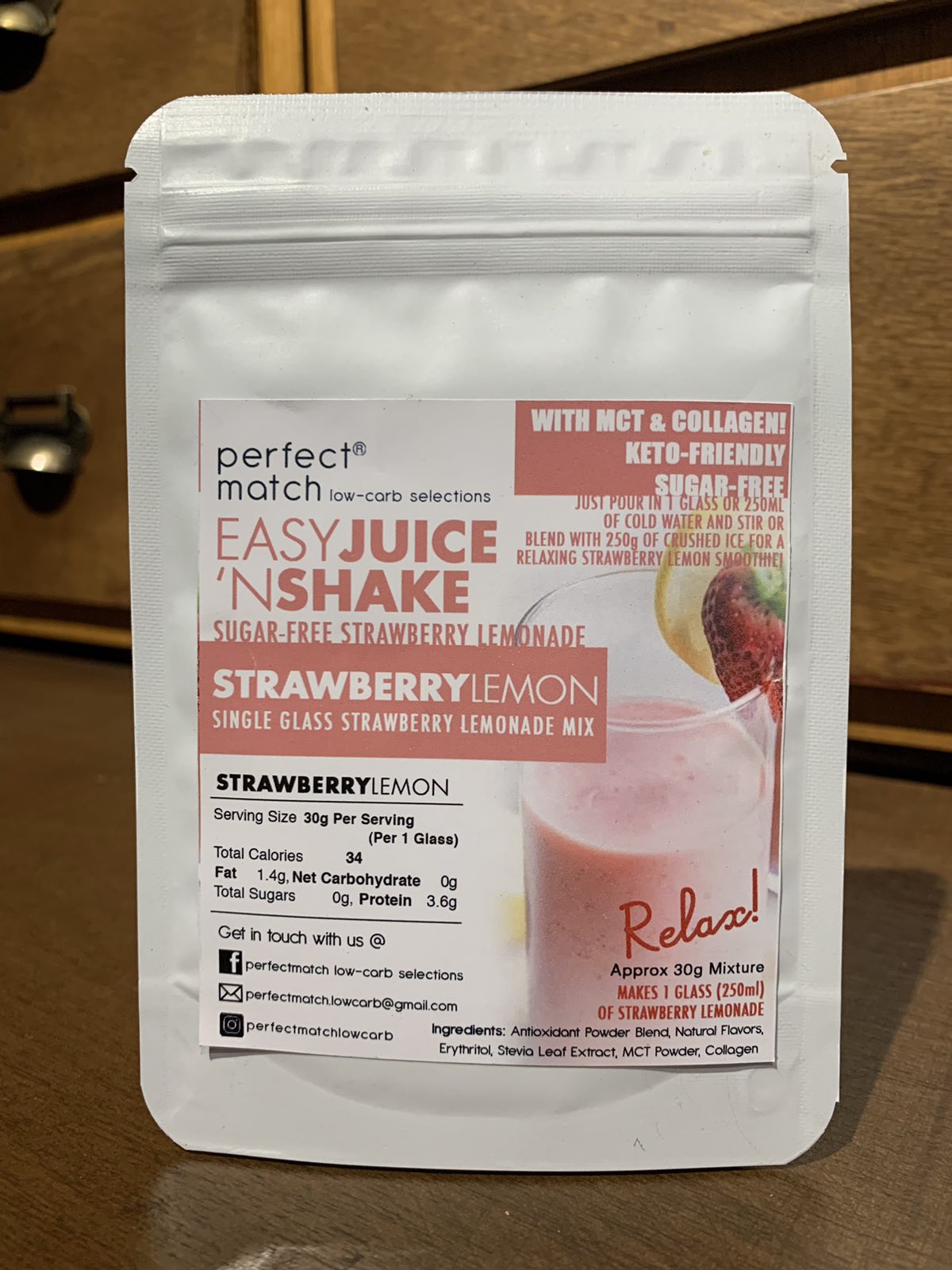 PFM juice'nshake STRAWBERRY LEMONADE MIX sugar-free