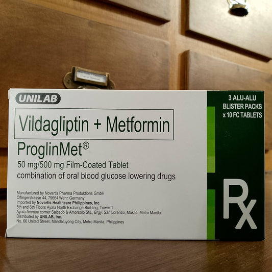 Vildagliptin + Metformin (ProglinMet) 50mg/500mg Film-Coated Tablet