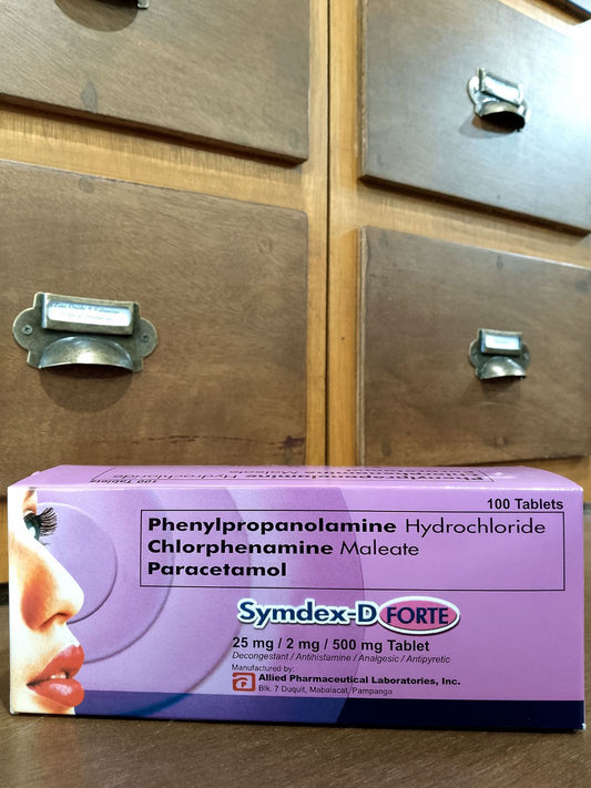 Paracetamol + Phenylpropanolamine HCl + Chlrophenamine maleate  [Symdex D Forte] 500mg / 25 mg / 2 mg Tablet