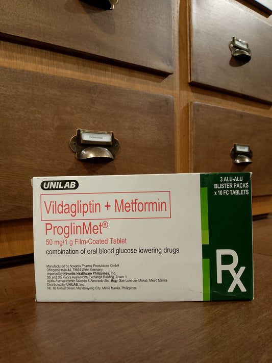 Vildagliptin + Metformin [Proglinmet] 50mg / 1g Film-Coated Tablet