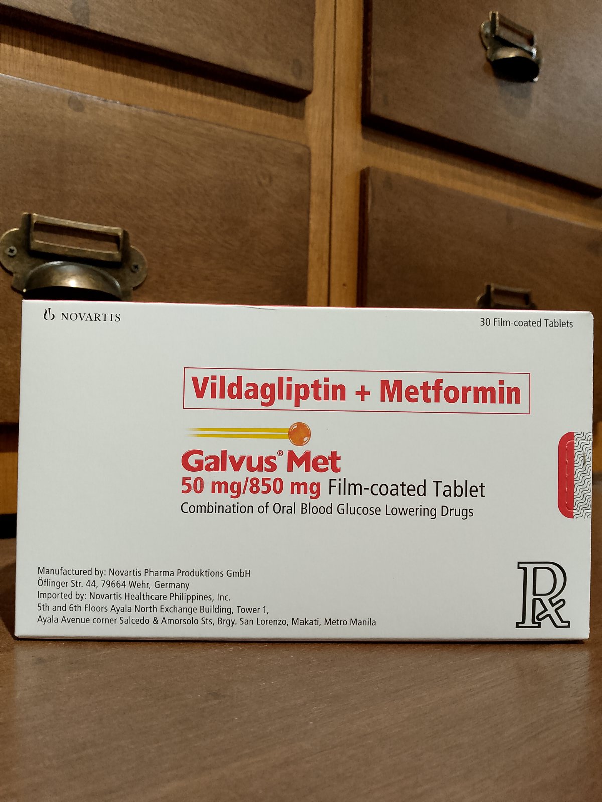 Vildagliptin + Metformin (GalvusMet) 50 mg / 850 mg Tablet