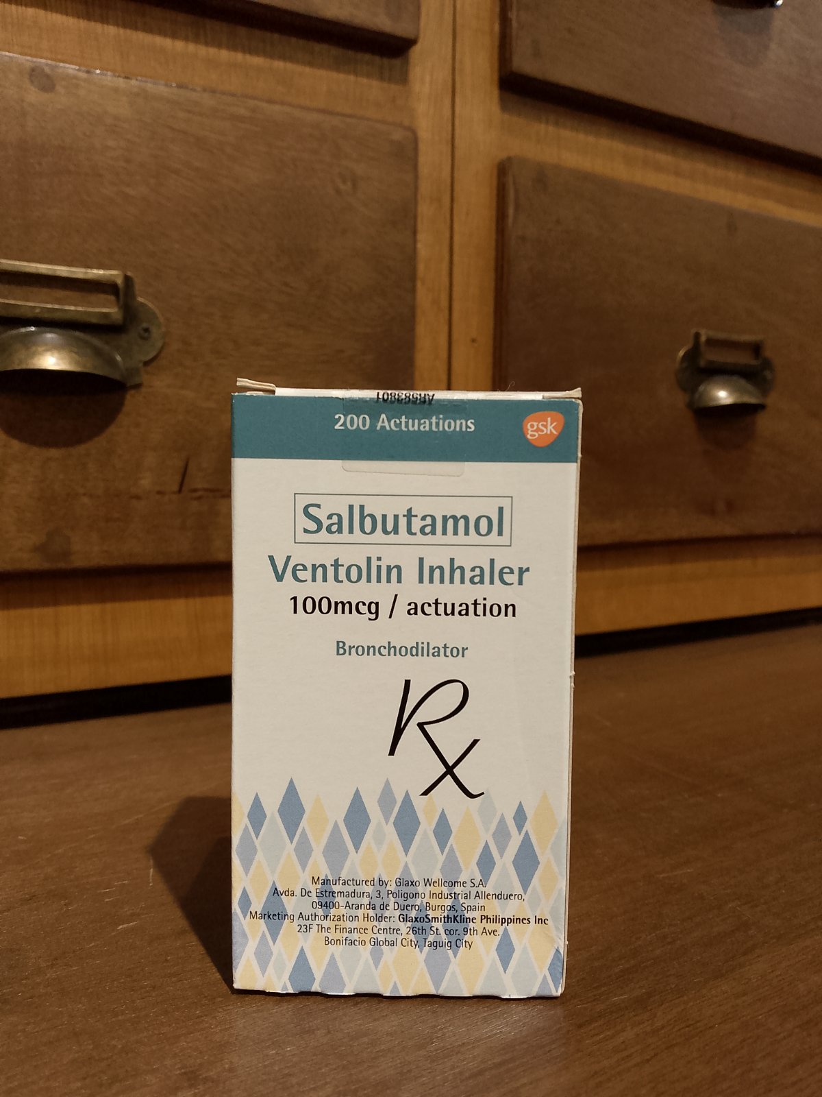 Salbutamol (Ventolin)  100mcg/actuation,  200 doses