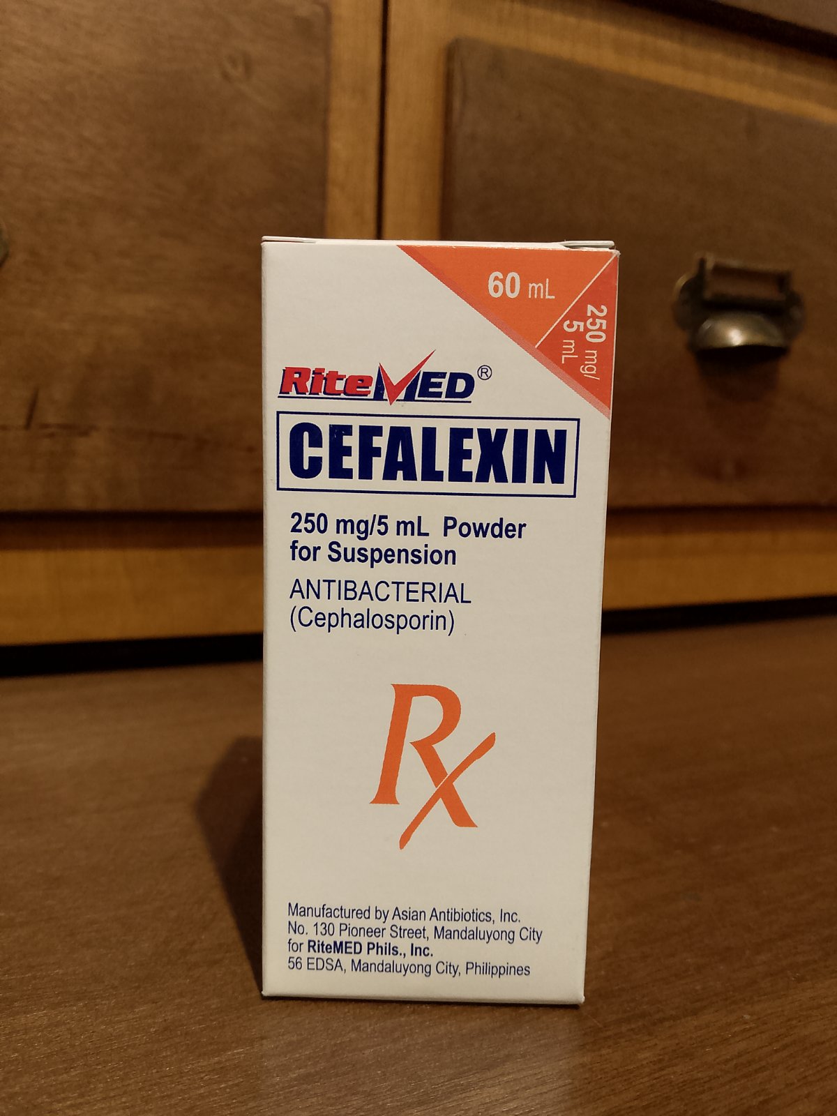 Cefalexin (RiteMed) 250 mg/5ml, Suspension, 60mL