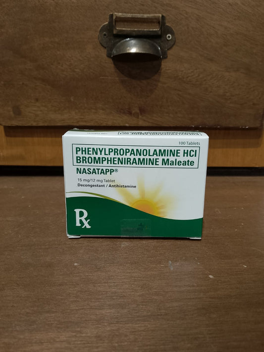 Phenylpropanolamine + Brompheniramine (Nasatapp) 15mg/12mg Tablet