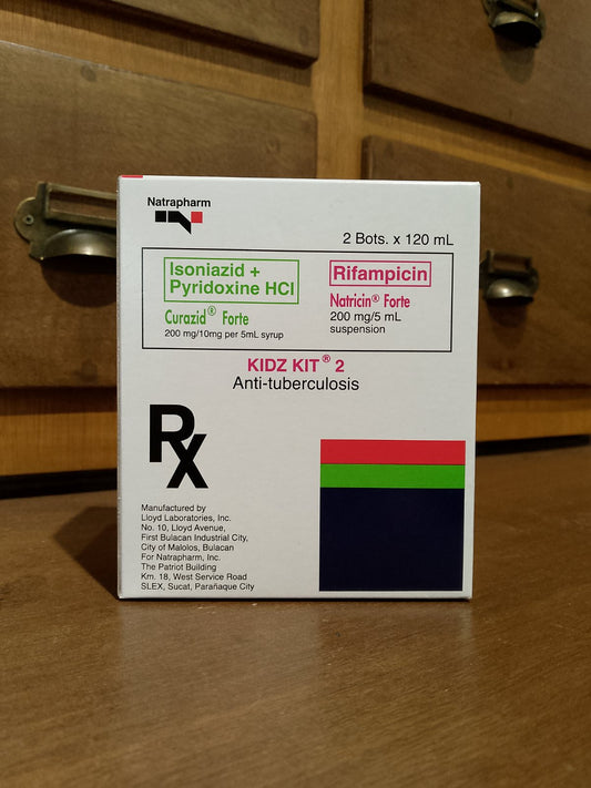 Isoniazid+Pyridoxine 200mg/10mg, Rifampicin 200mg per 5mL (Kidz Kit) 120mL, (2 bottles)