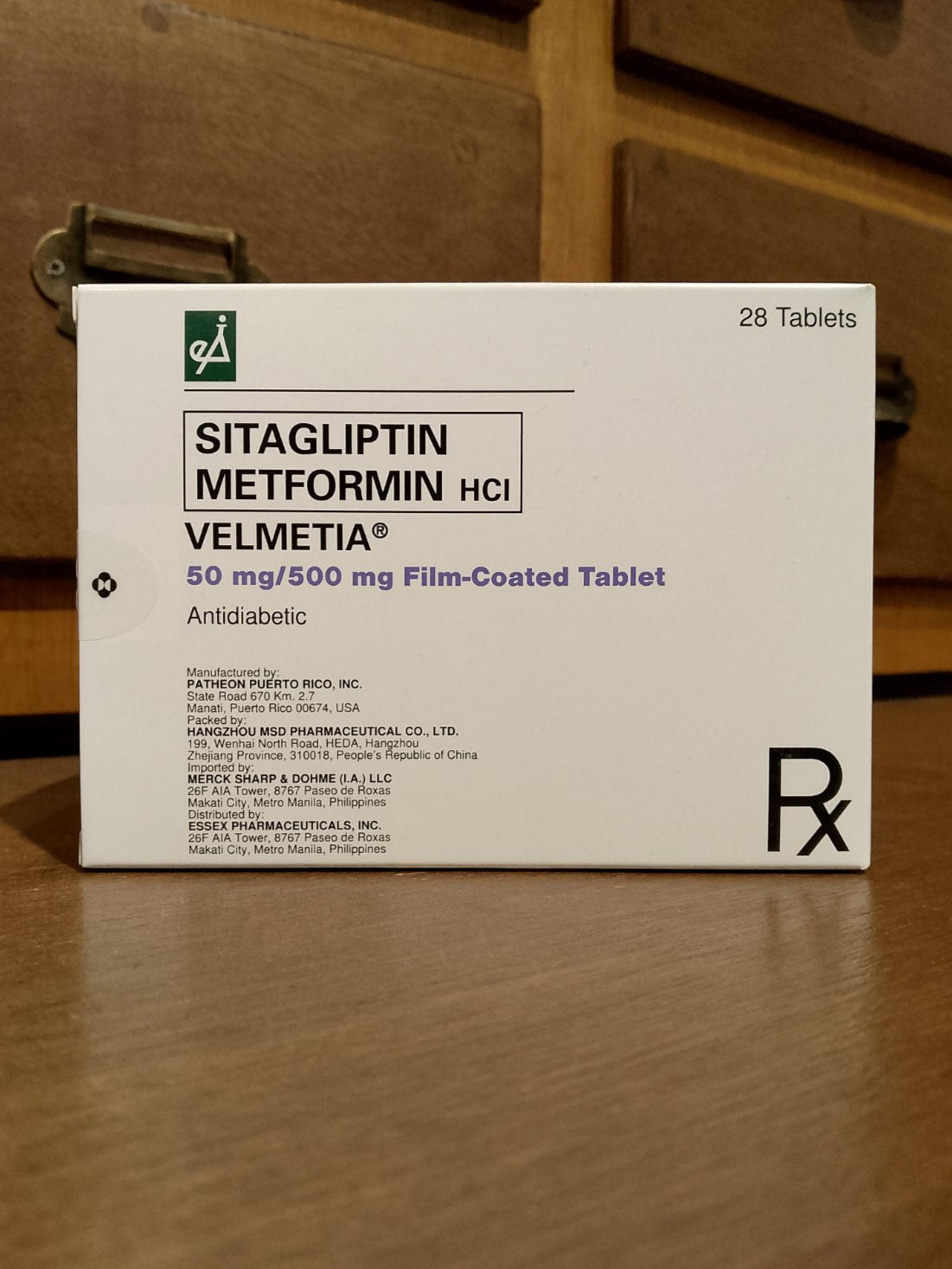 Sitagliptin + Metformin (Velmetia) 50mg/500mg Film Coated Tablet