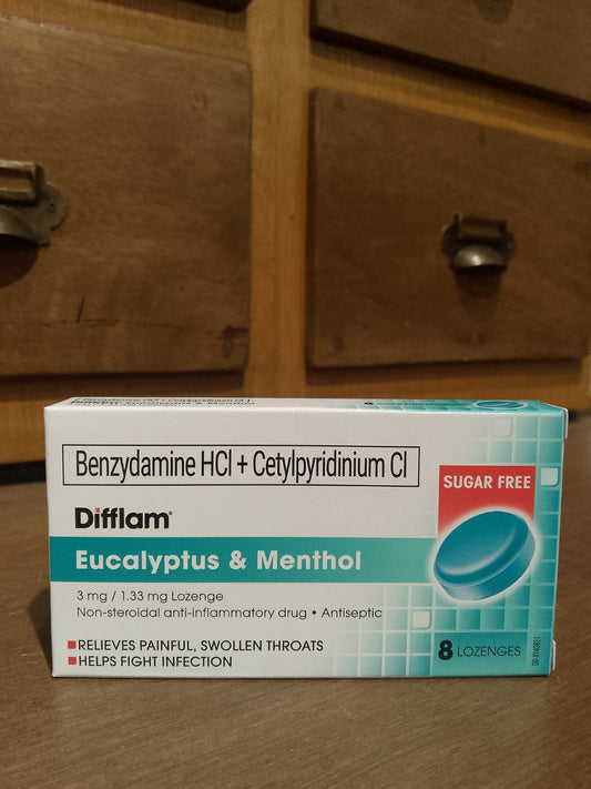 Benzydamine HCI (Difflam) 3mg Lozenge 8's Eucalyptus & Menthol